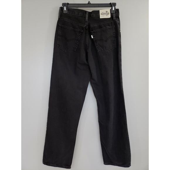 NEW Levis 29x31 Black Mid-Rise '94 Baggy Straight Jeans 30 Silver Tab Distressed - Picture 6 of 7